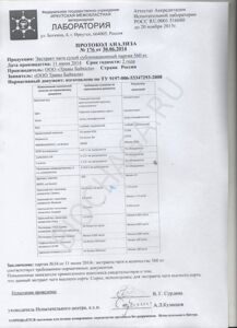 Сертификат качества на экстракт чаги Экоцвет